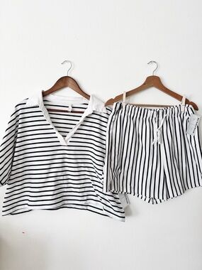 BiBi Black & White Striped set XL